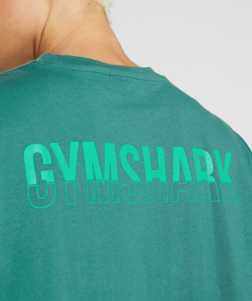 Koszulki Gymshark Fraction Oversized Damskie Zielone | PL 082GIN